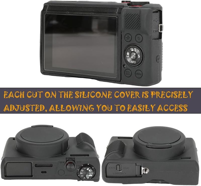 AEXUTDA Case for Canon Powershot G7X Mark III Digital Camera, G7X Mark iii Camera Silicone Case, Anti-Scratch Slim Fit Soft Skin, G7X Mark 3 Accessories with Detachable Lens Cover - Black - Image 2